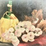 Oil on canvas depicting a still life of flowers