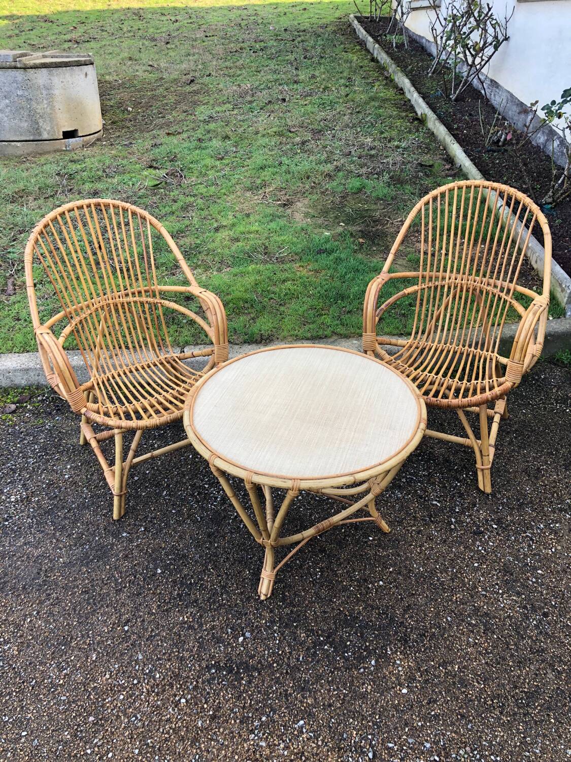 Vintage rattan bamboo wicker garden furniture set