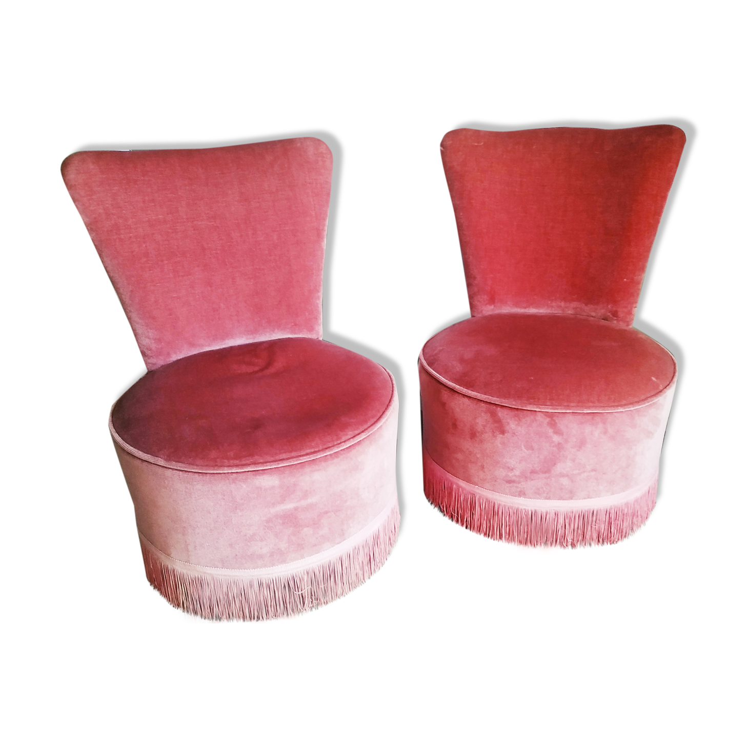 Pair of velvet toad armchairs