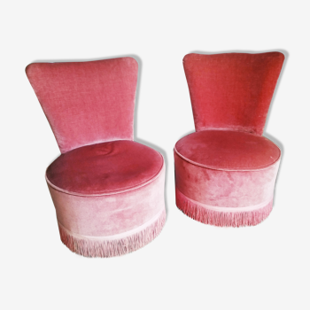 Pair of velvet toad armchairs