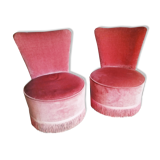 Paire de fauteuils crapauds en velours