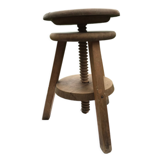 Industrial vintage wooden screw stool