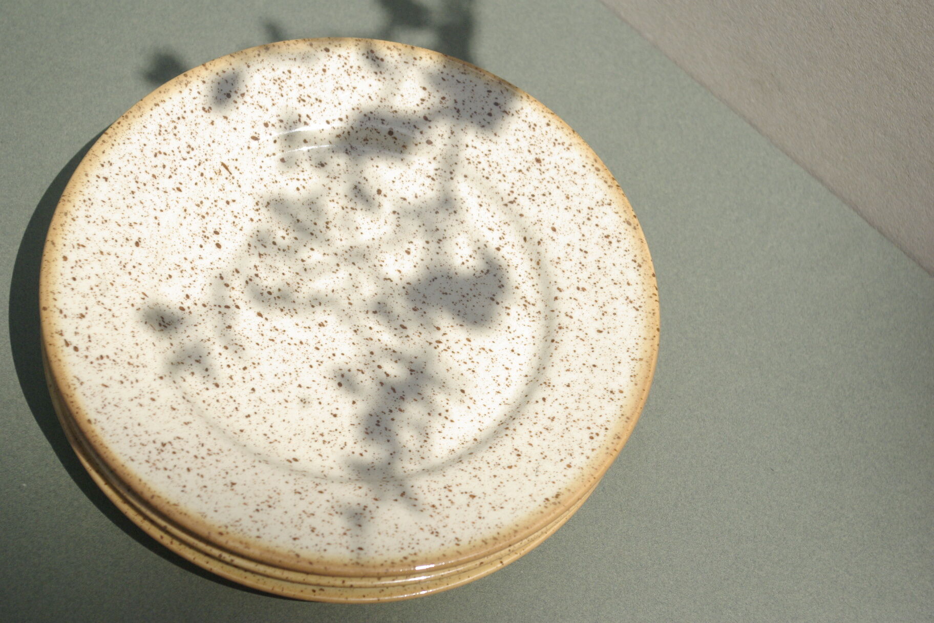 Lot of 6 round dessert plates in speckled sandstone