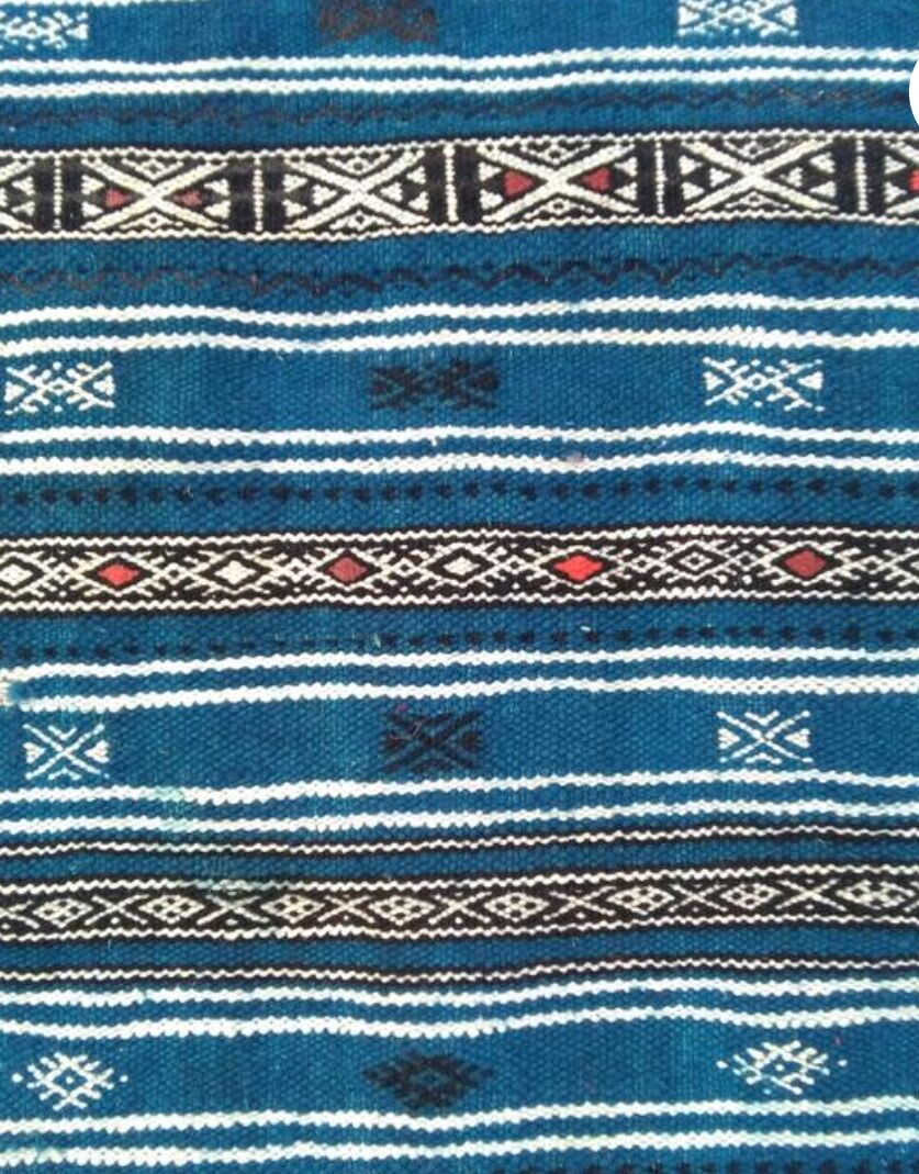 Carpet kilim blue and black handmade 127 x 217 cm
