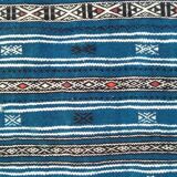 Carpet kilim blue and black handmade 127 x 217 cm