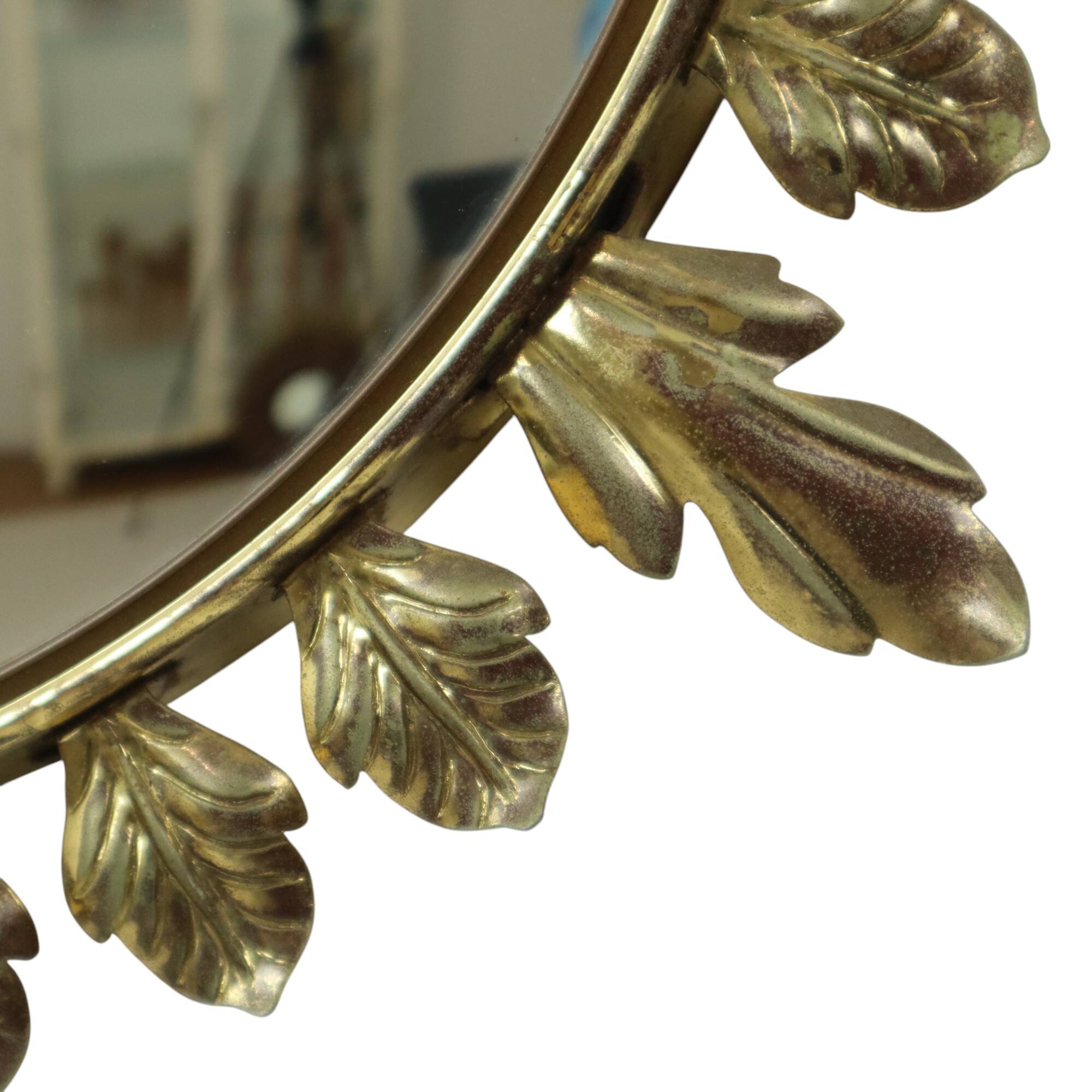 Vintage Metal Sun Mirror Convex Gold Deknudt 70s