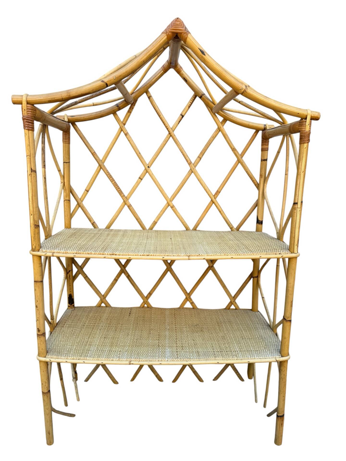 Rattan shelf Chinese hat from the 1960s Sweden