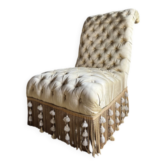 Napoleon III period armchair in yellow upholstered fabric - 19th century