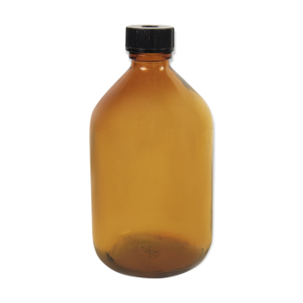 Brown glass pharmacy bottle