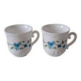 Duo of Arcopal forget-me-not cups