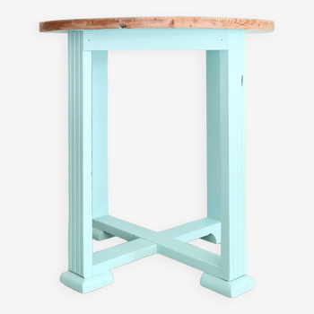 Blue round tray table - end table