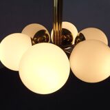 Sputnik brass and glass ceiling chandelier from Kaiser Idell / Kaiser Leuchten, Germany, 1960s