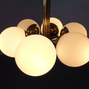 Sputnik brass and glass ceiling chandelier from Kaiser Idell / Kaiser Leuchten, Germany, 1960s