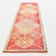 Tapis de couloir turc vintage rose et rouge, 95 x 294 cm