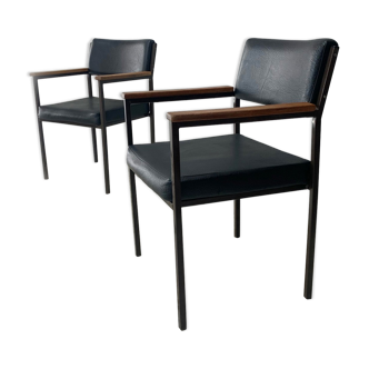 1960’s mid century black leatherette chair