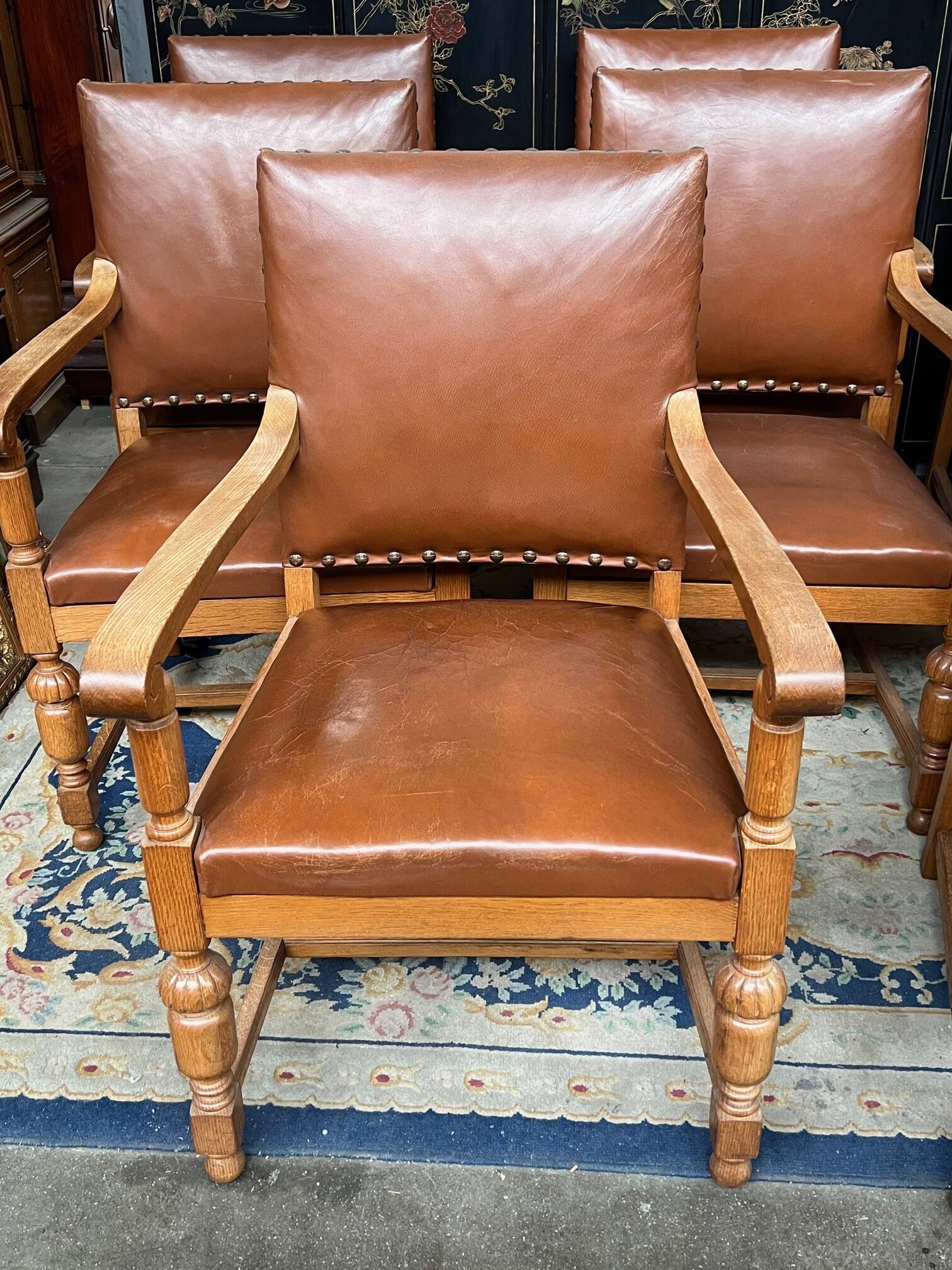 Set of 8 Renaissance-style armchairs.