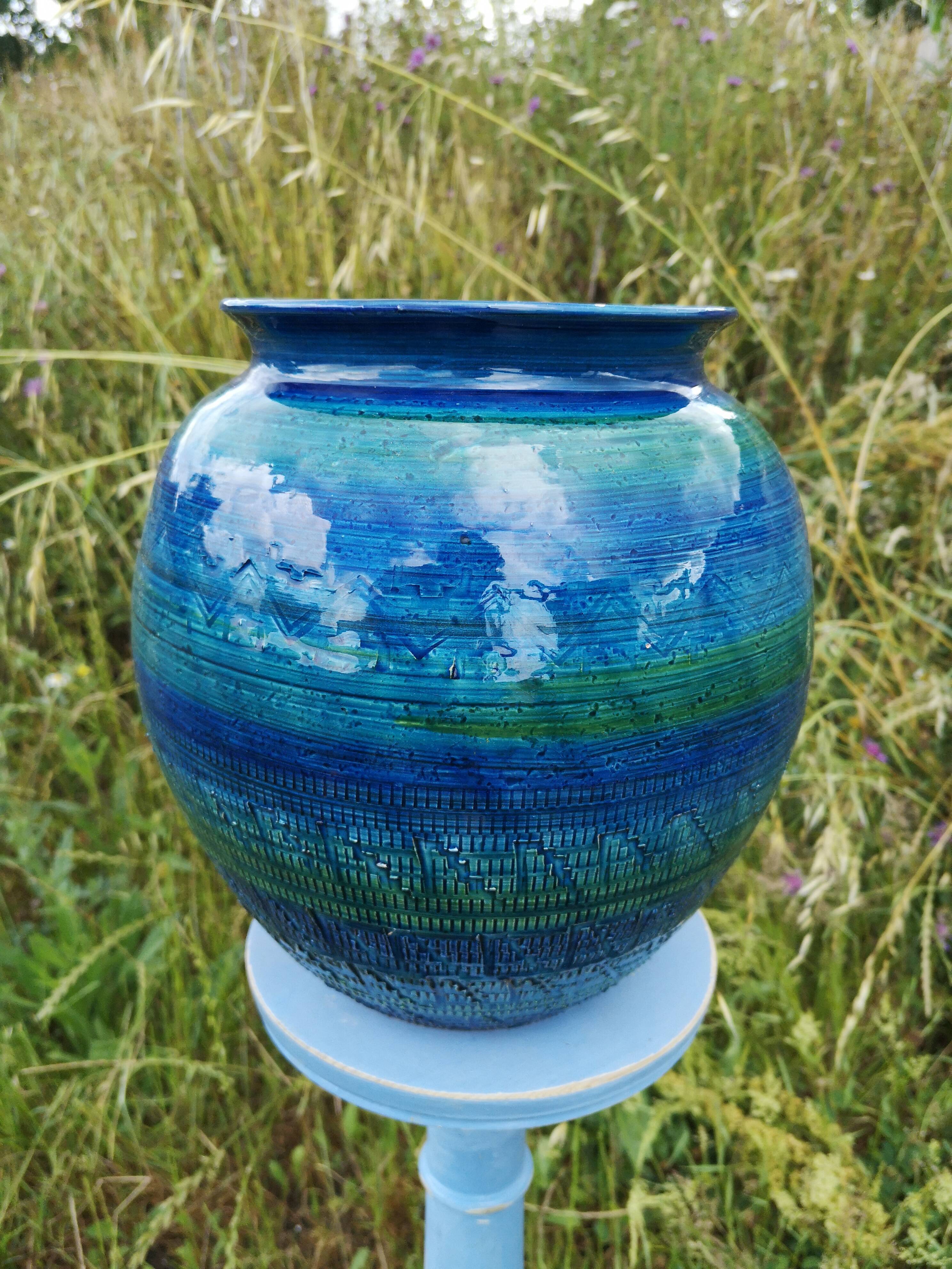 Vase Aldo Londi Rimini blue Pour Bitossi années 60