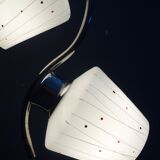 Chrome pendant lamp with 3 white shades 1960s