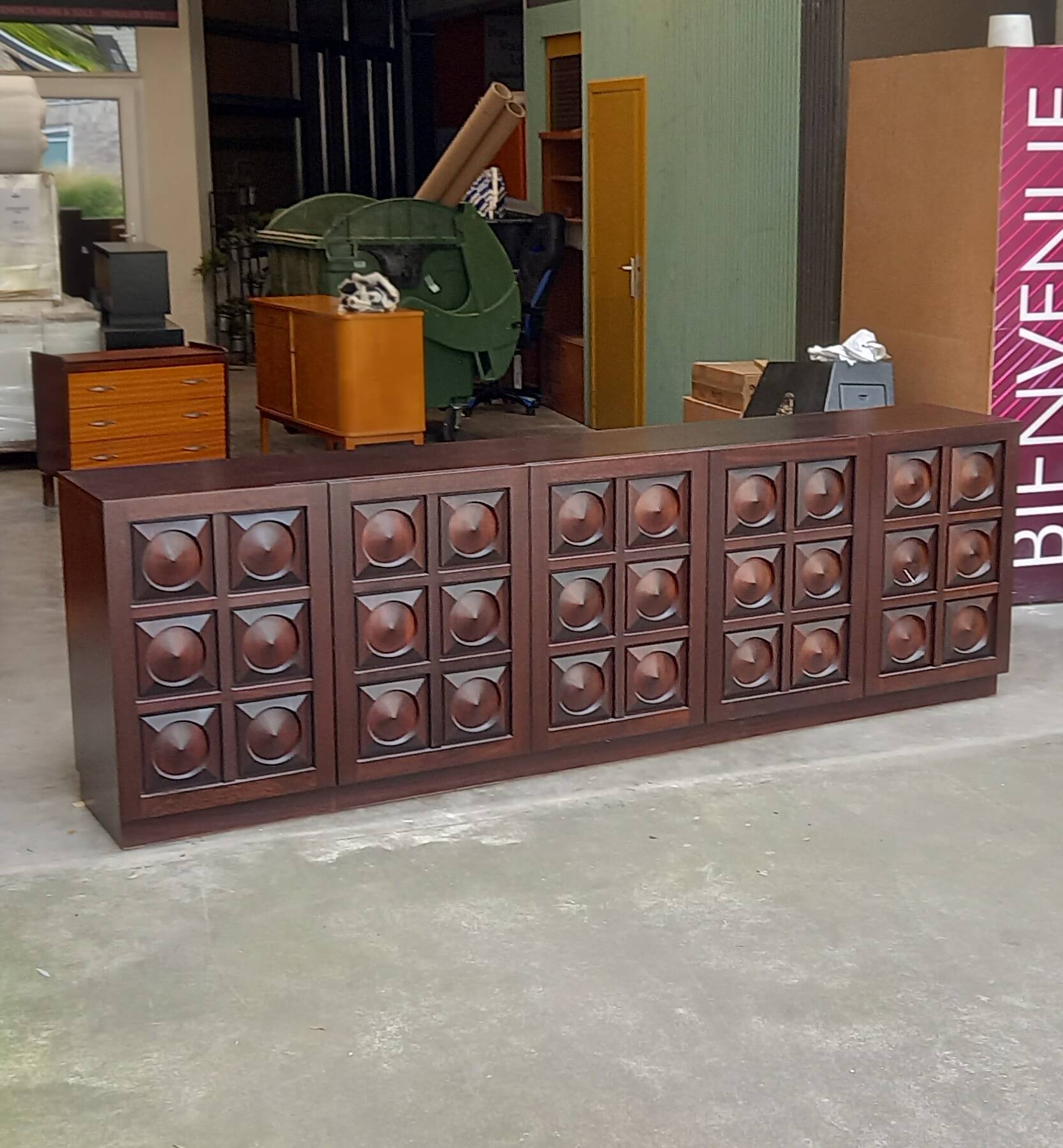 Vintage Brutalist Sideboard in Mahogany 1970s