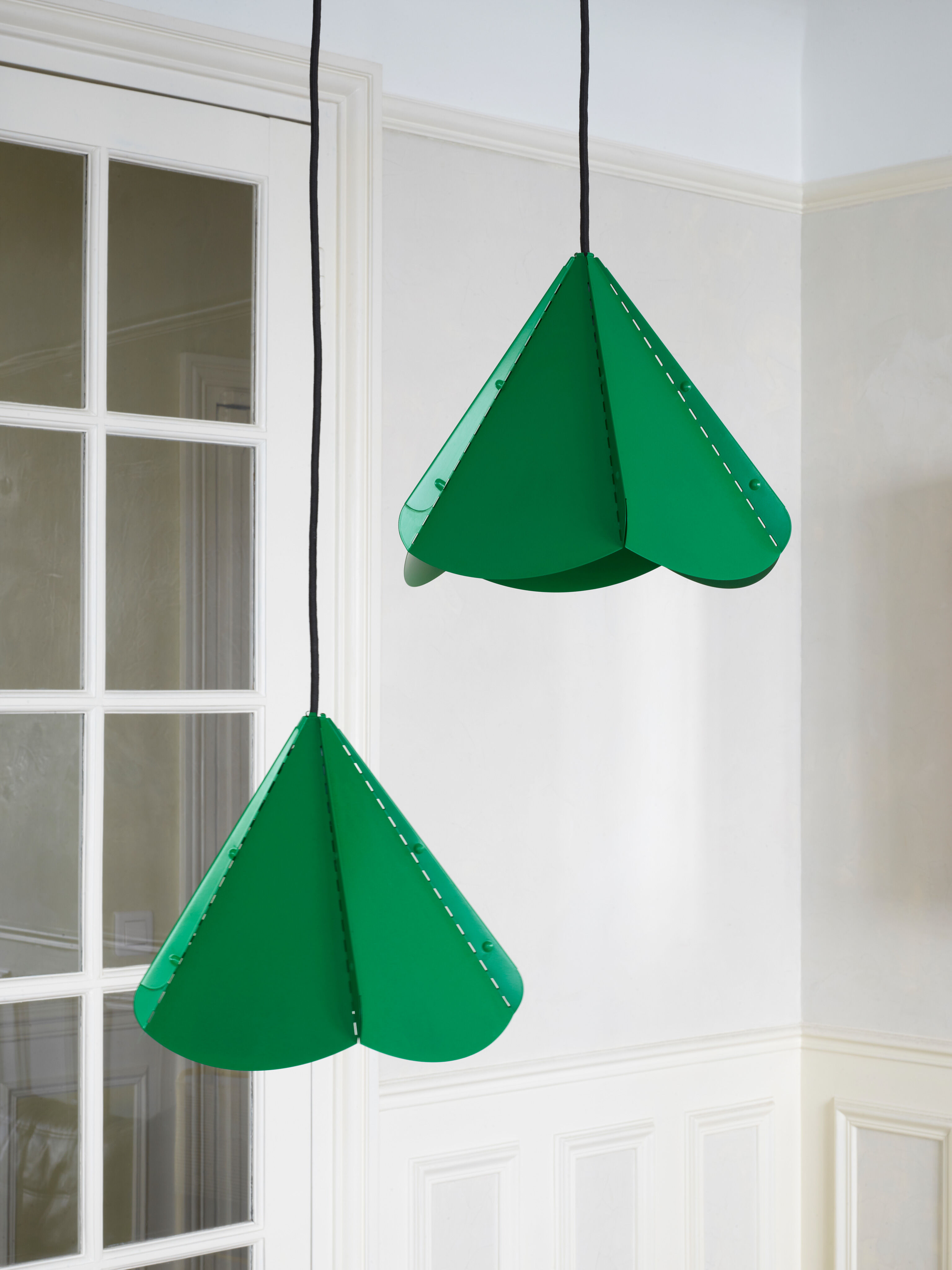 Lampe de suspension  origami vert