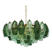 Chandelier en verre Murano vert avec cadre en métal doré de Simoeng