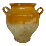 Pot à confit ancien français à glaçure jaune