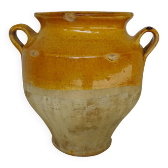 Pot à confit ancien français à glaçure jaune