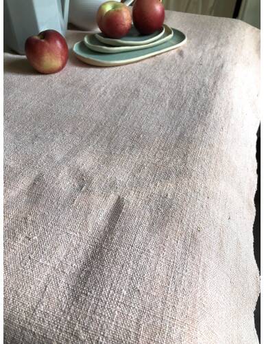 Antique Harvest Tablecloth in Pure Hemp Dyed Tea Rose