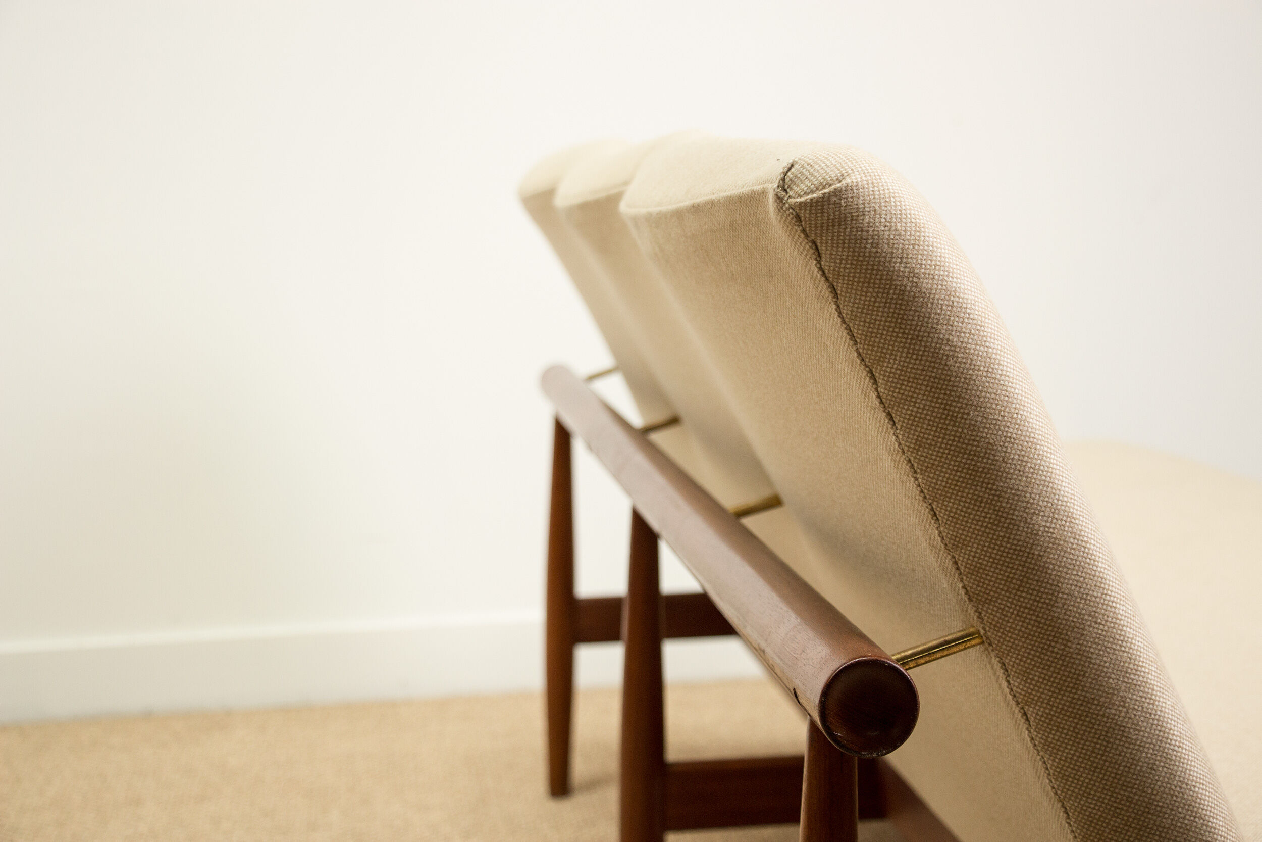 3-seat Danish sofa in teak, brass and fabric model 137-2 by Finn Juhl 1958