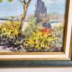 Oil painting on Isorel - Mediterranean landscape with Mimosa, signed Greuillet.