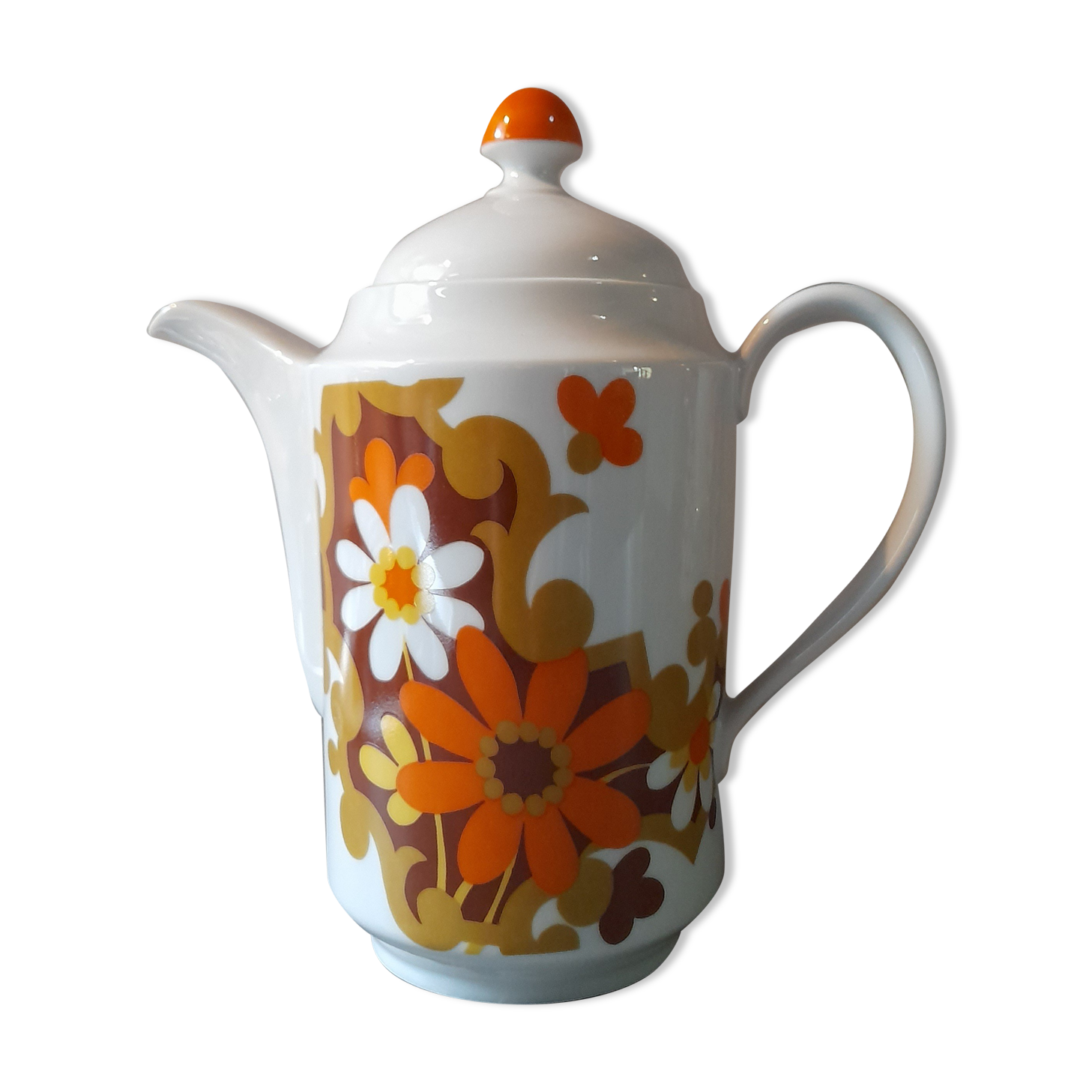 Théière fleurs psychédélique 1970