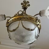 Superbe lustre Bronze Art Déco mélange de style, vers 1930/50, 3 branches 4