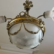 Superb Art Deco bronze chandelier, a mix of styles, circa 1930/50, 3 branches 4.