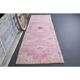 Vintage Turkish Oushak handmade wool cotton pink runner rug 100x320