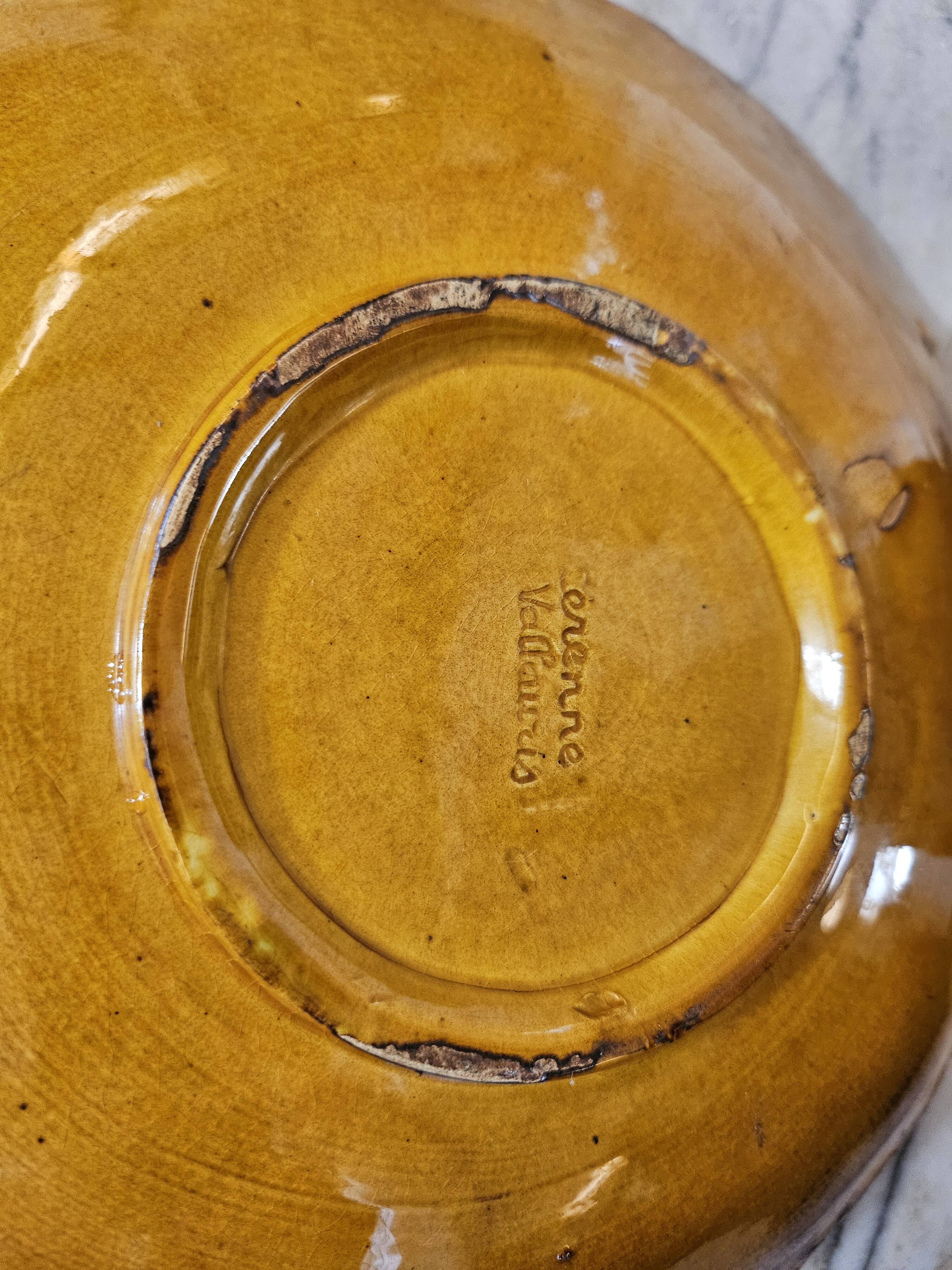 Glazed ceramic bowl amber — Atelier Cérenne, Vallauris (1950s)