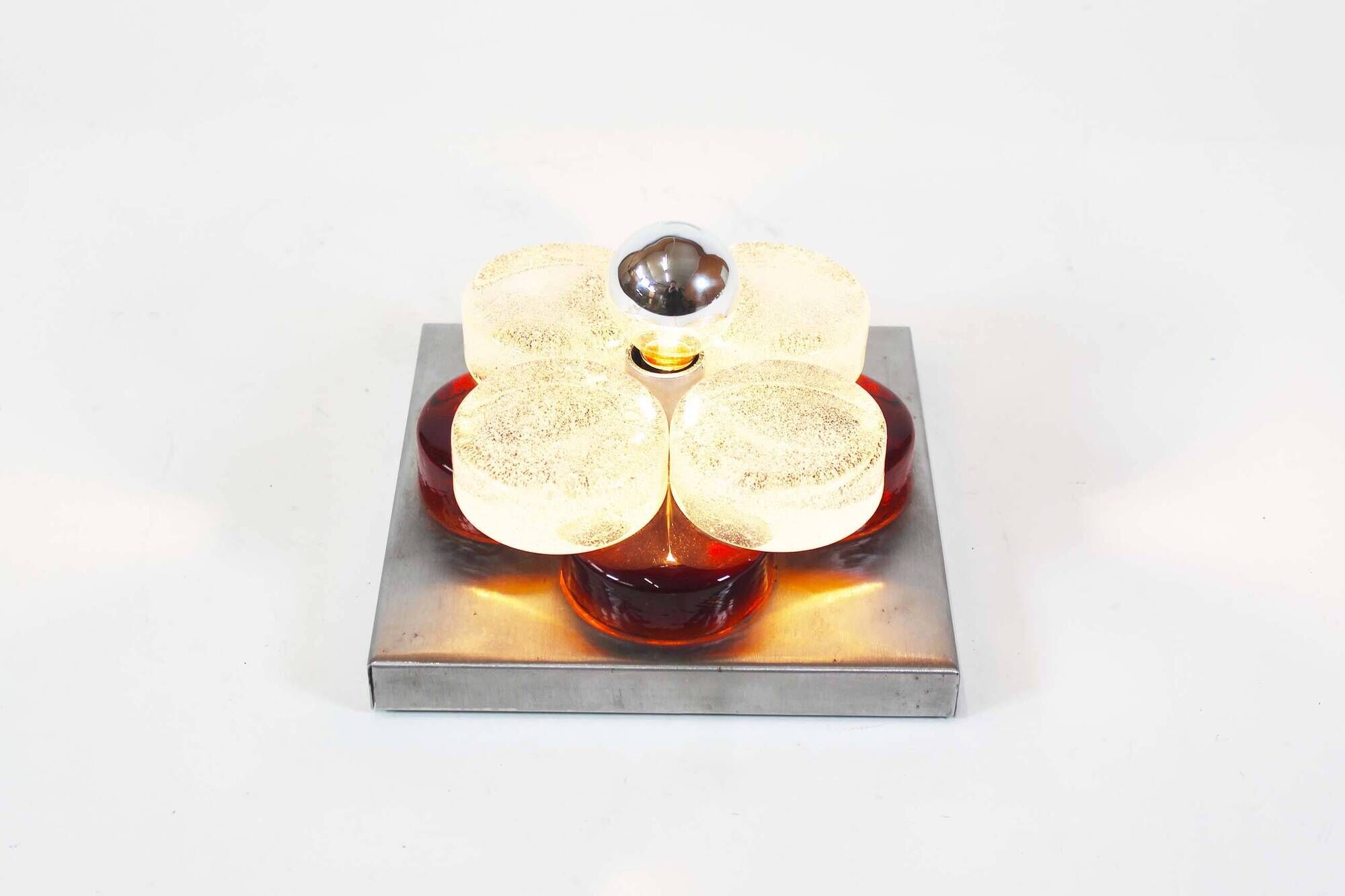 Brutalist glass wall sconce by Albano Poli for Poliarte, Italy 1970's