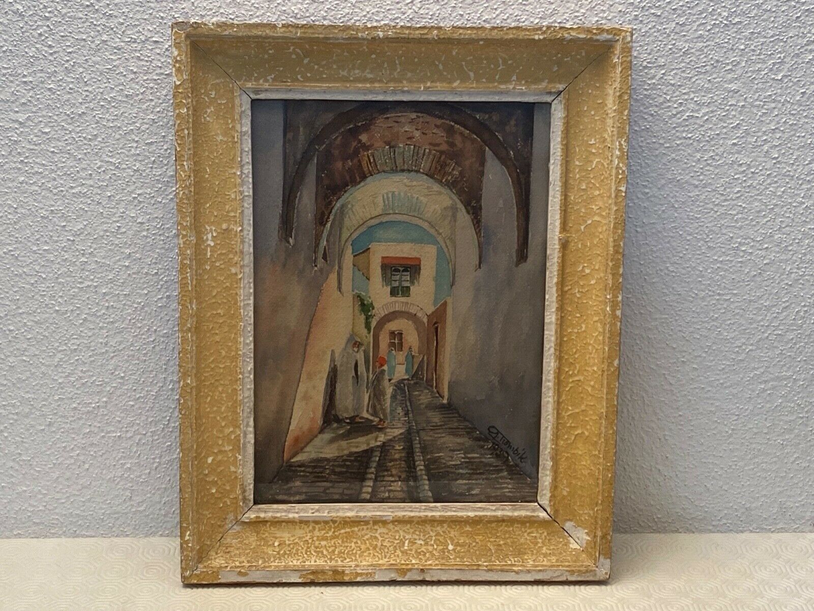 Orientalist painting watercolor tunisia north africa g-trombik 1939
