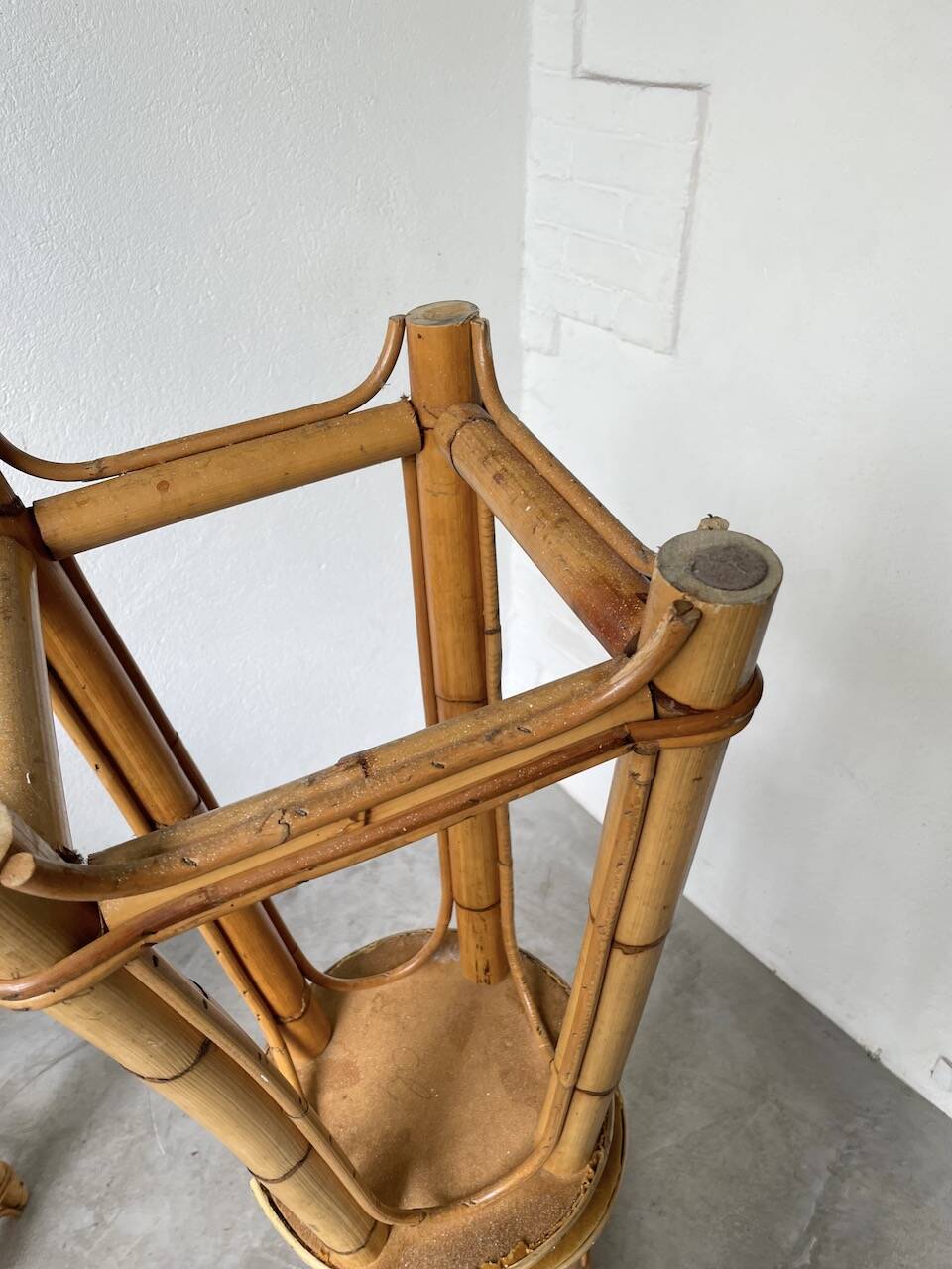 Set of three rattan high stools