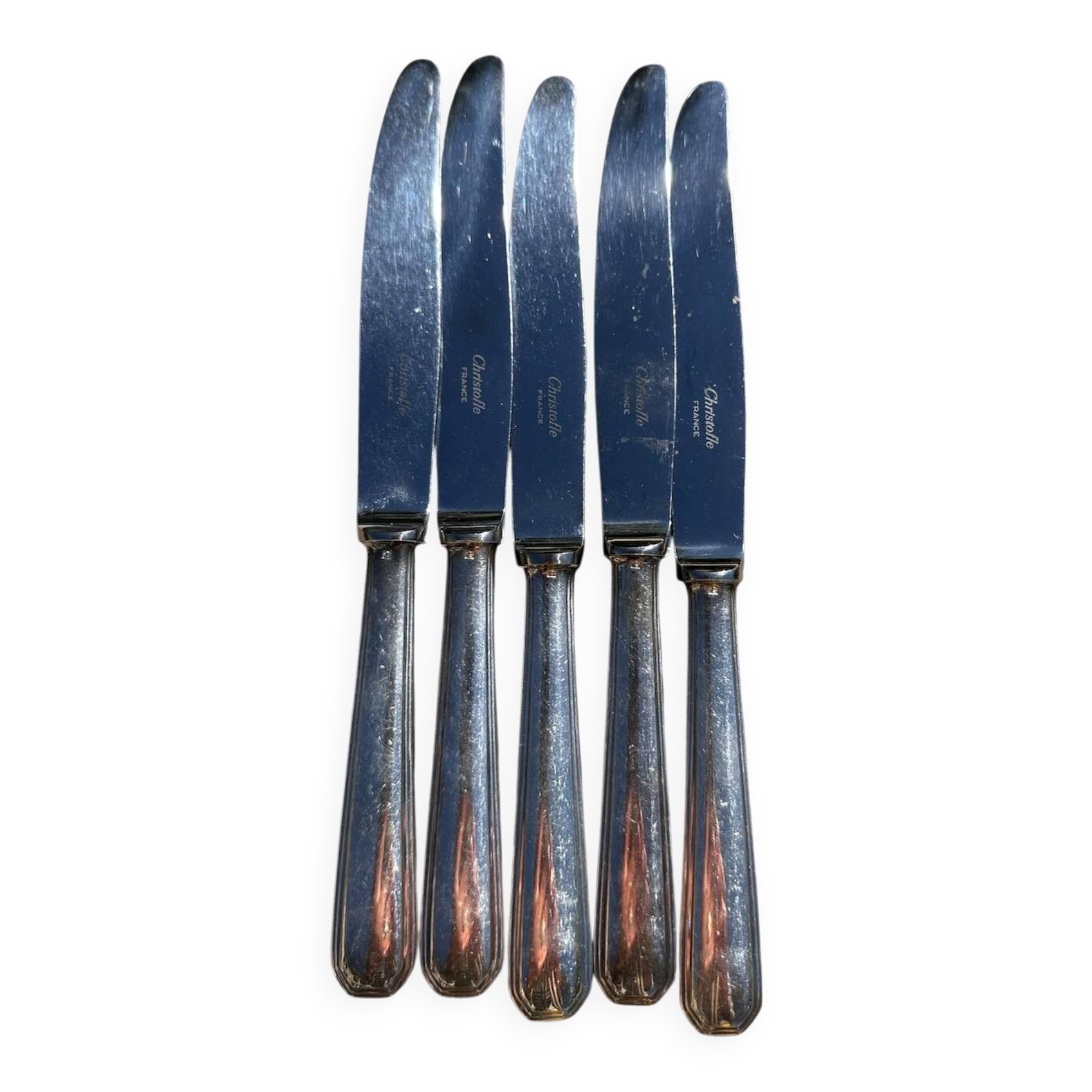 Set of 5 Large Table Knives Christofl - America Model by Luc Lan