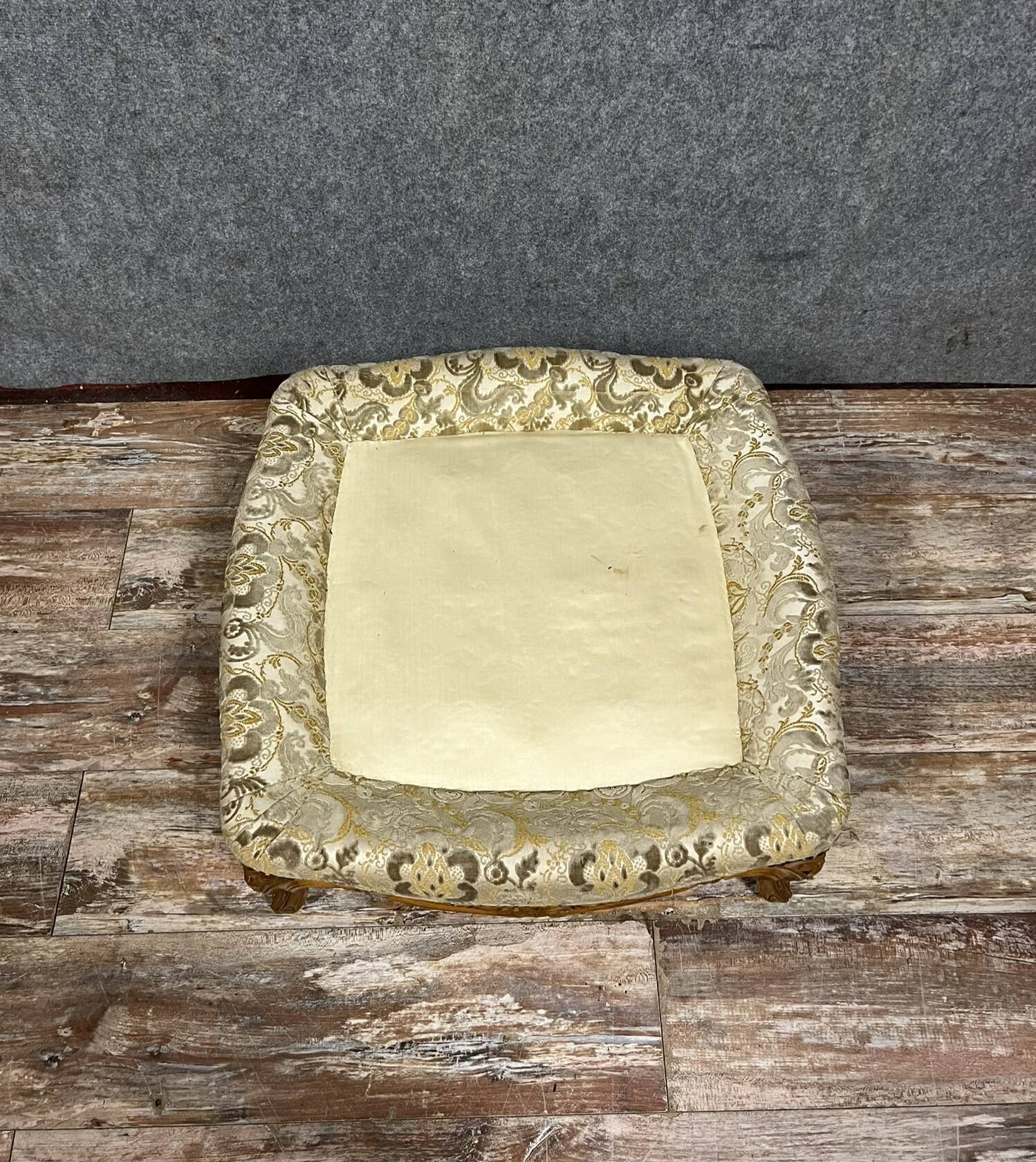 Louis XV style pouf or ottoman in cherry wood