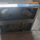 Geometric chrome and wood wall light