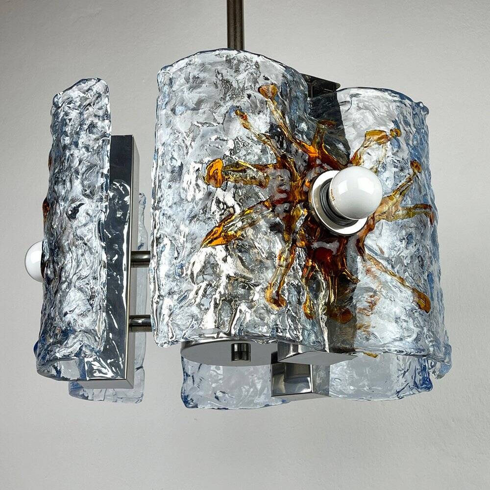 Mid-century Murano glass chandelier attributed to Toni Zuccheri for Mazzega, Italy, 1970s.