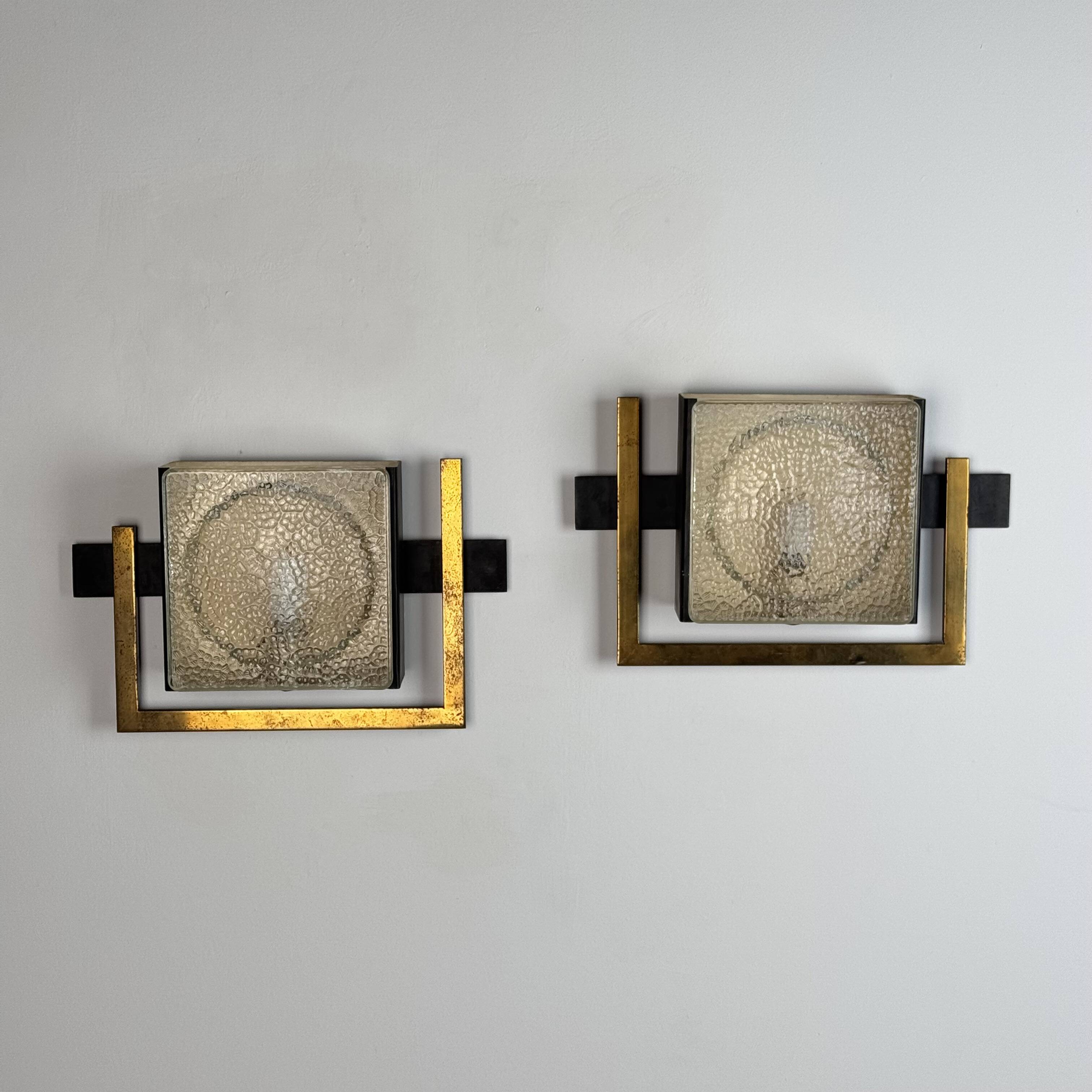 Pair of Wall Lights by Jacques Adnet, From the Nevada line, France 50s