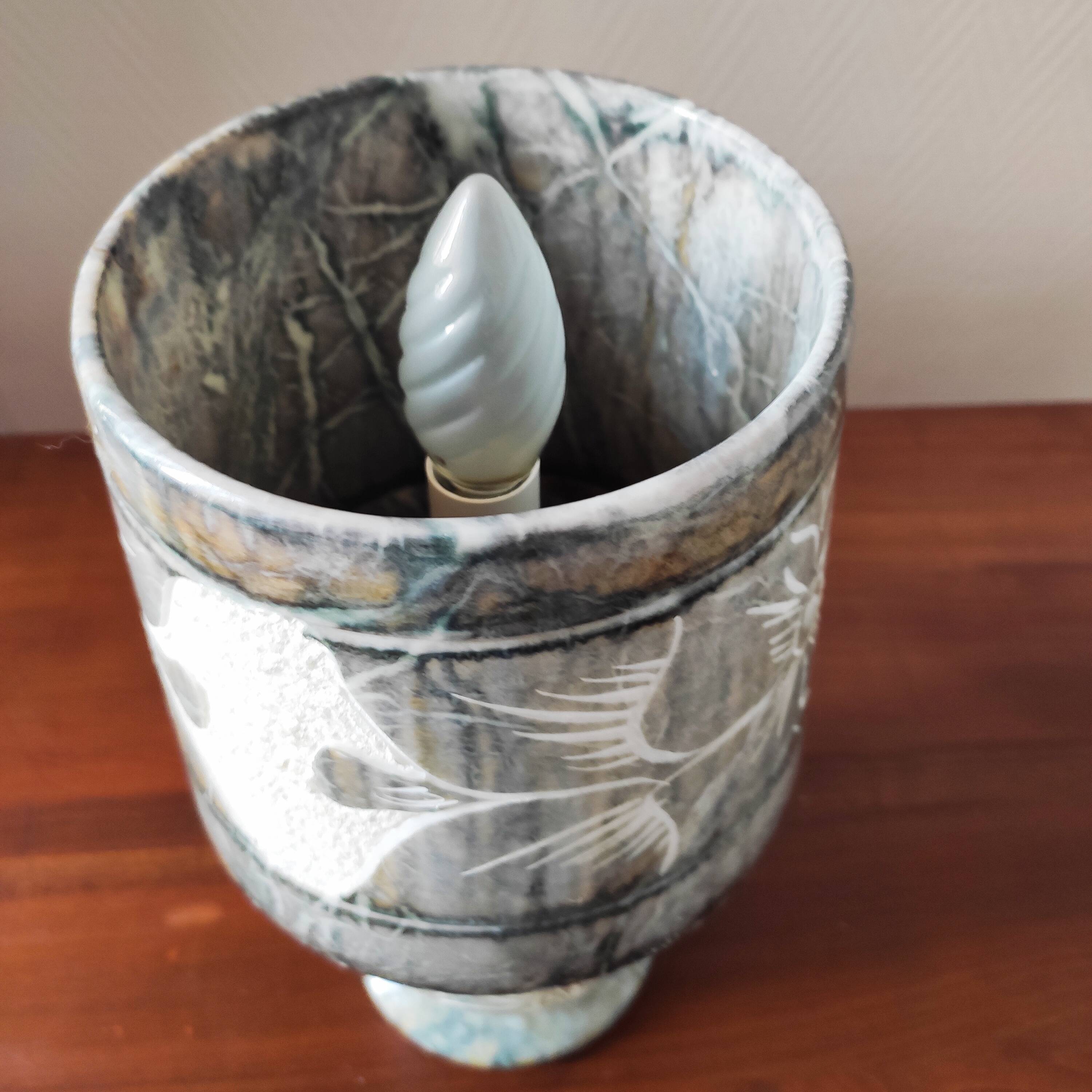 Lampe vintage 70 en onyx gris
