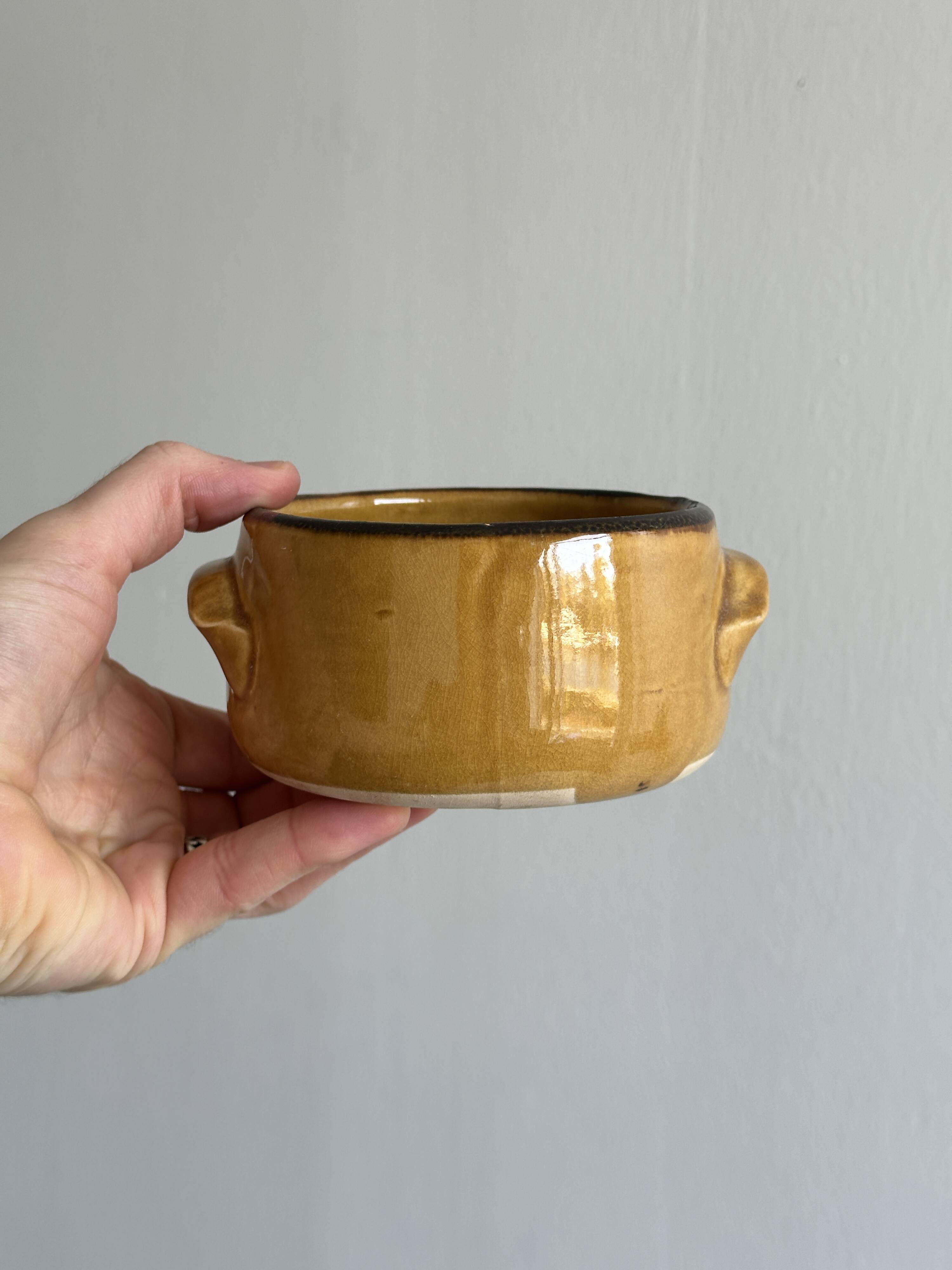 Yellow ceramic stoneware sugar bowl