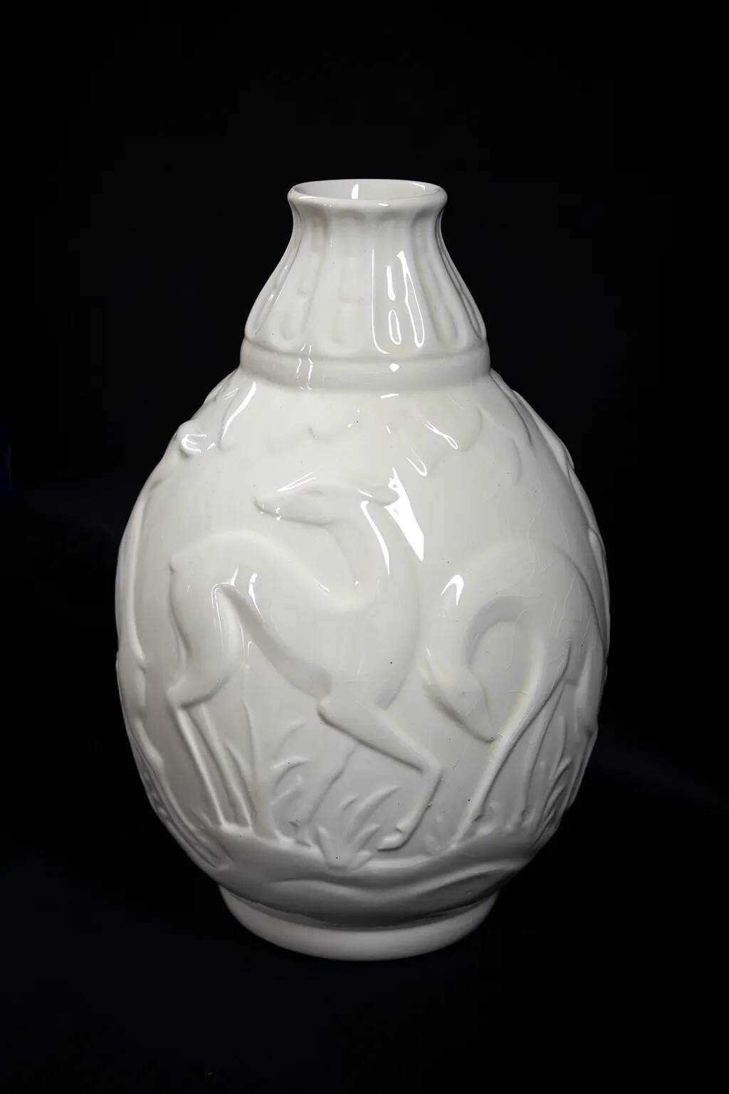 Art Deco vase with 6 deer in earthenware – C. Catteau Boch Frères La Louvière