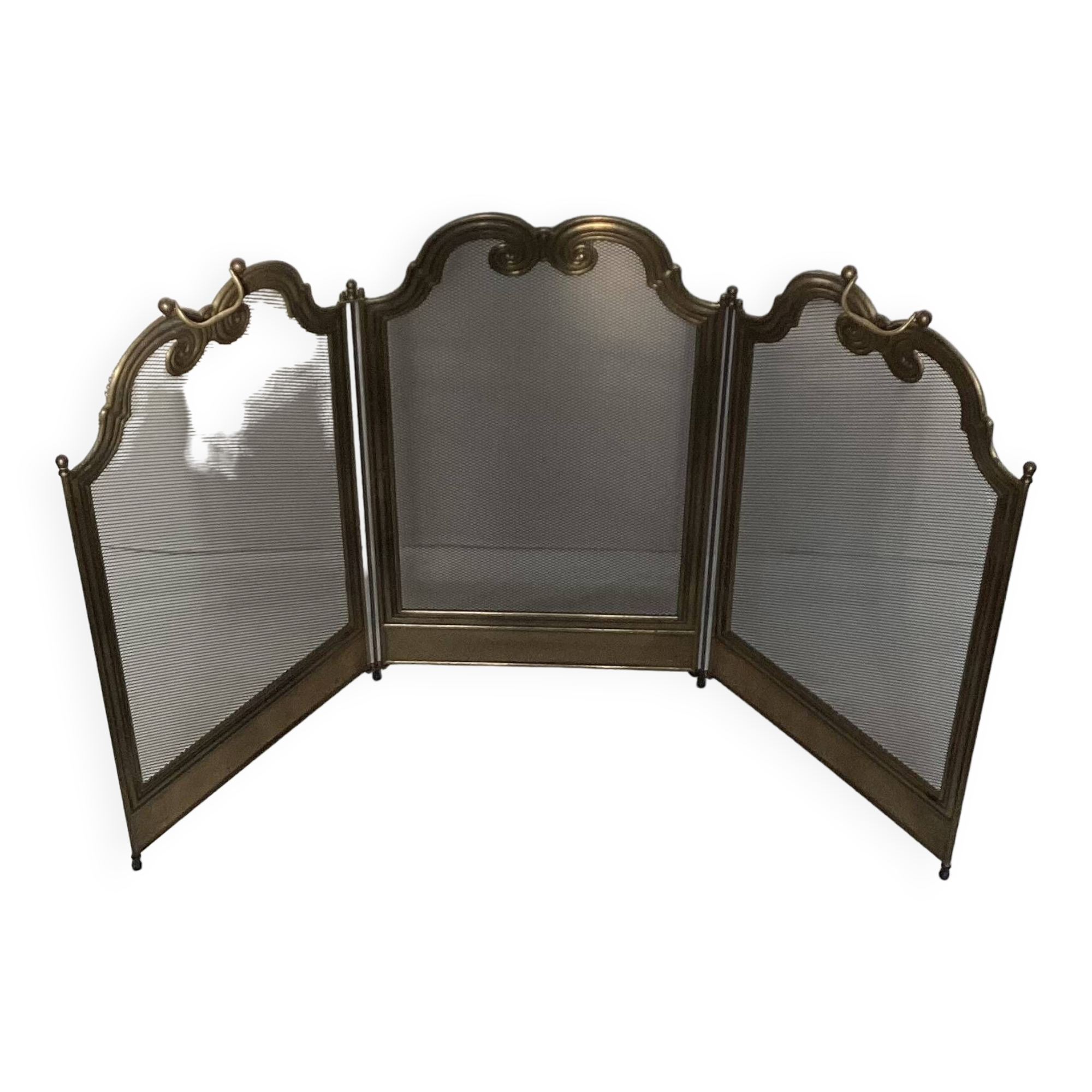 Vintage brass fireplace screen dimension: height -54cm- width -94cm-