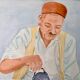 Watercolor portrait Tea time 1970