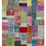 Handwoven Turkish Contemporary 203 cm x 301 cm Multicolor Patchwork Carpet