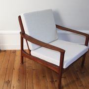 Pair of vintage Scandinavian teak armchairs from the 1960s.